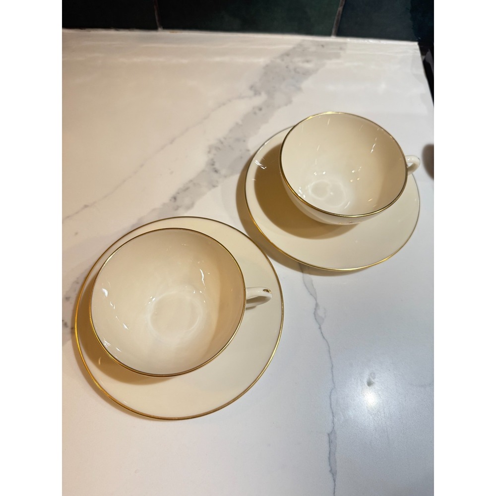 Lenox China Roselyn TWO Sets of tea cup and saucer Gold Trim Perfect Made in USA - Picture 2 of 5